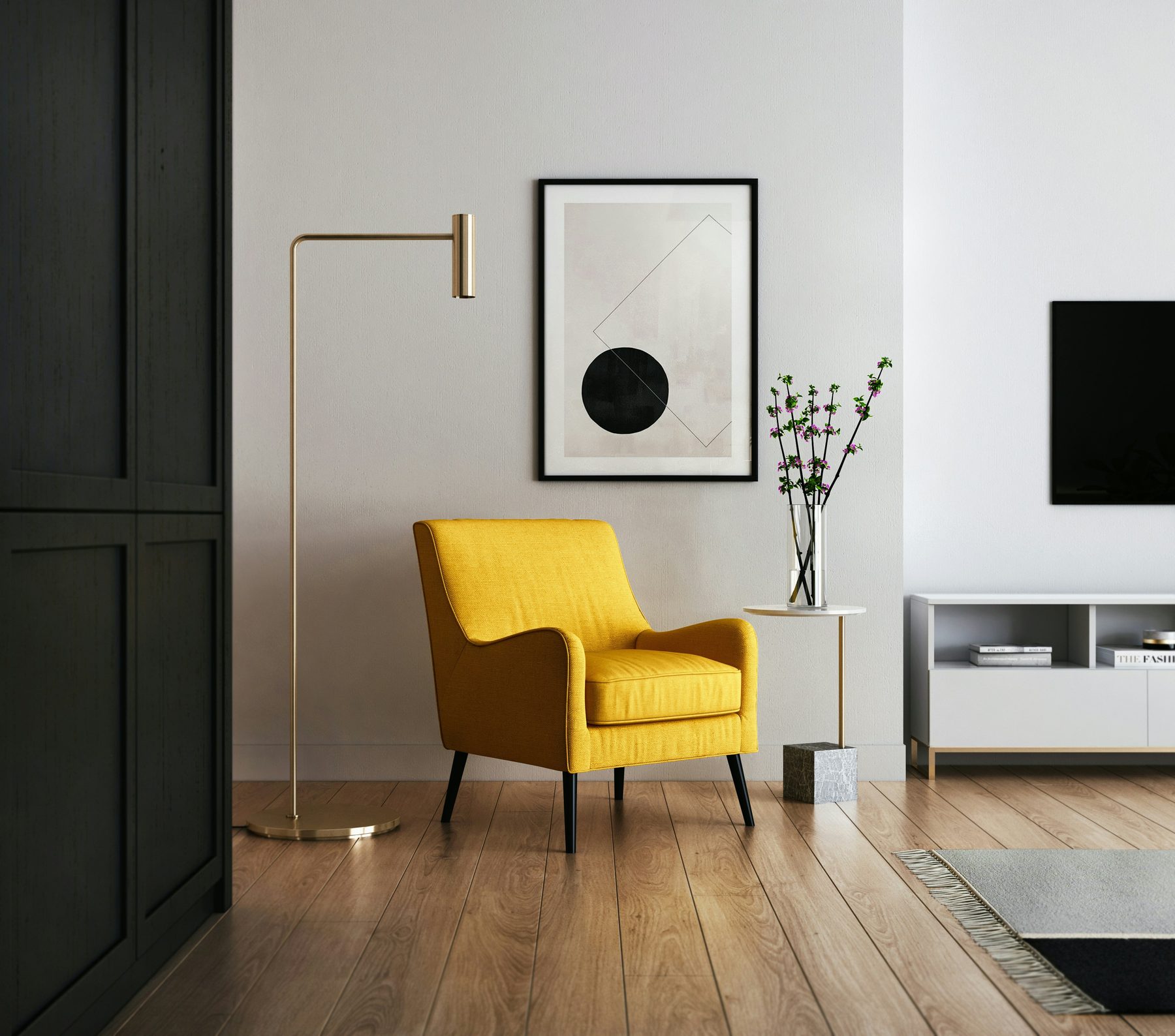 Living room statement chair homestaging and styling example